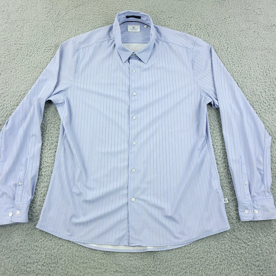 7 Diamonds Shirt Mens Medium Blue Business Office Casual Hidden BD Stretch - Image 3 of 4