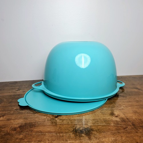 Tupperware Jumbo Teal Blue Thatsa Bowl 59 Cups Double Tab Seal Brand New - Picture 7 of 12