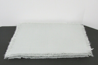 6 Cloth WOVEN Placemats  Retro BLUE/GREY FRINGE MID CENTURY  19'' BY 11''