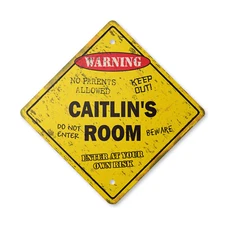 Caitlins Room Plastic Sign Vintage Crossing Xing kids bedroom door children's na