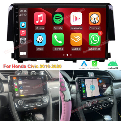 For 2016-2020 Honda Civic Android 12 Car GPS Stereo Radio WIFI Wireless Carplay