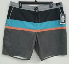 Roundtree  Yorke Big Man Grey Pink Striped Men's Swimwear NWT 59.50 1XB-4XB