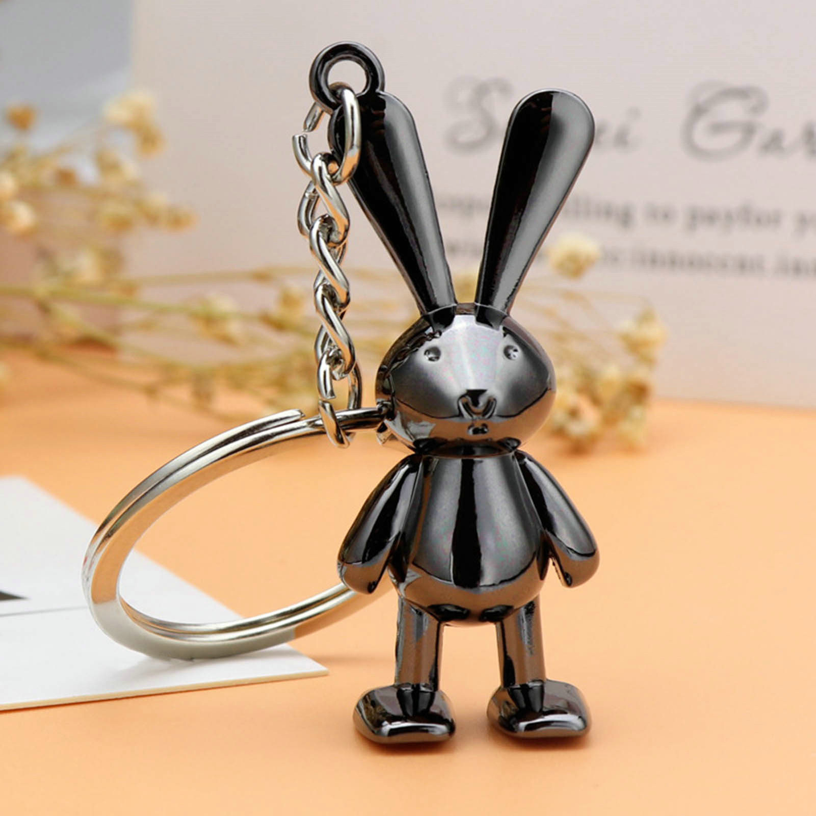 Rabbit Key Holder Realistic Look Decorative Zodiac Bunny Key Chain Bag