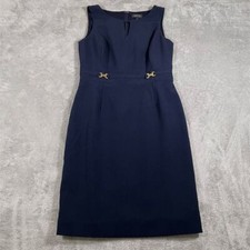 Tahari Arthur Levine Womens Dress Size 8 Sleeveless Blue Knee Length Business
