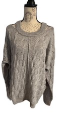 Vince Camuto Women's Pullover Sweater Cable Knit Light Heather Gray XLARGE New