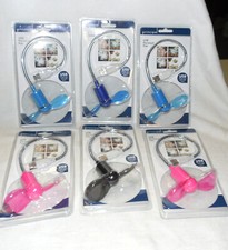 Lot of 6 Principal USB Personal Mini Fans 2 Pink 3 blue 1 Black Laptop Bank