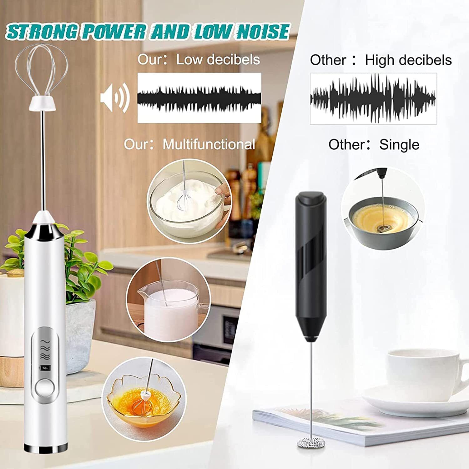 1pc Rechargeable 3-speed Adjustable Handheld Mixer For Coffee, Milk Frother,  Egg Beater, And Milk Stirrer