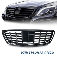 All Black New Grille For 2013-2020 S-Class W222 S400 S500 w/Camera Hole