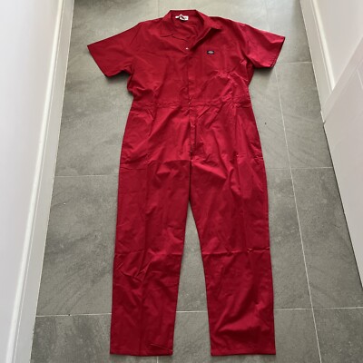 Dickies Latzhose Kurzarm Baumwolle Arbeit Boilersuit Overall 54R rot