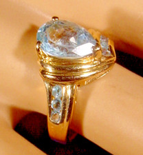 2.0 ctw Pear shape Solitaire Light Blue Topaz with accents Ring 14K yellow gold