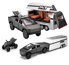 1:32 Tesla Pickup Truck Plus RV Camper Model Alloy Off-road Vehicle Car Toys 