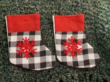 New Christmas Ornament Plaid mini stockings 2ct pk 4.5 x 5.5