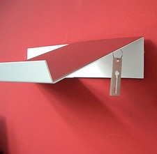 Wandregal Wandbord Telefonbord weiß mit  Edelstahlplatte ARTIKEL-Design