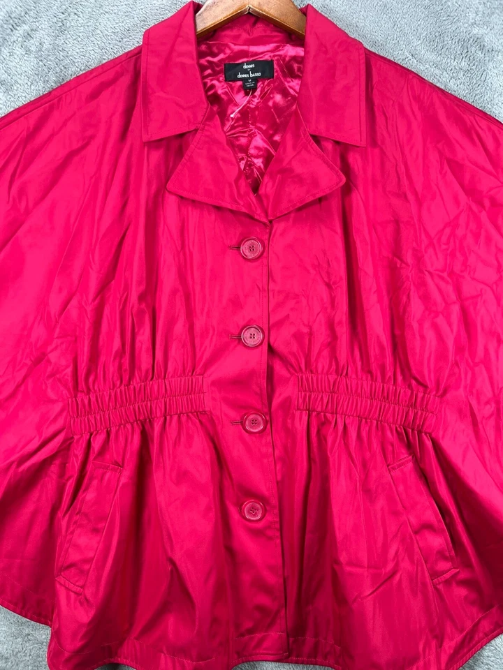 Dennis Basso Poncho Capa Mujer Chaqueta Mediana Rosa Ala de Murciélago Cintura Elástica Abrigo Foto 3 de 4