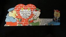Vintage Three Little Pigs Valentine Card c. 1930s