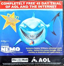 FINDING NEMO Vintage America Online Collectible / Install Disc, AOL v8.0 CD!
