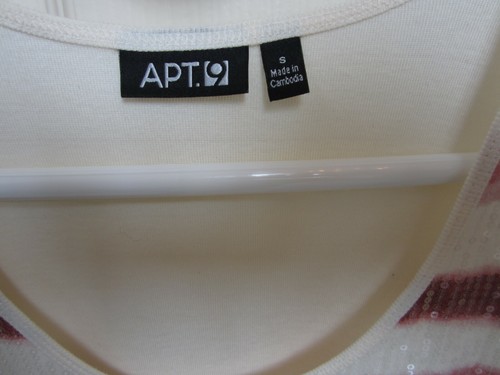 Apt 9 Womens Sleeveless Shell Tank Tee Small ~ Multi Pink Stripe Sequins ~ Party - Picture 6 of 12