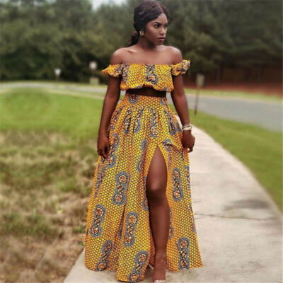 African Dresses for Women Floral Print Ladies Clothes Shoulder Bohemia Skirt | eBay African Dresses for Women Floral Print Ladies Clothes Shoulder Bohemia Skirt | eBay