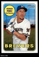2018 Topps Heritage #493 Hernan Perez Brewers SHORT-PRINT 8 - NM/MT