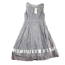 Romy Dress Womens Medium Gray Floral Lace Lined Sleeveless Keri Fit Flare NWT