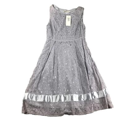 Romy Dress Womens Medium Gray Floral Lace Lined Sleeveless Keri Fit Flare NWT