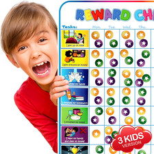 Magnetic Reward Chart for Kids - 127 Stickers 30 Custom Chores
