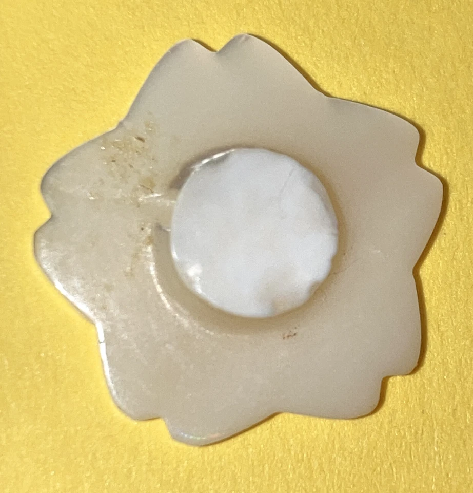Vintage White Pearl Round Button Self Shank Carved Flower Shape 11/16" - Image 3 of 4