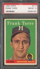 1958 TOPPS #117 FRANK TORRE PSA 8 BRAVES *DS15309