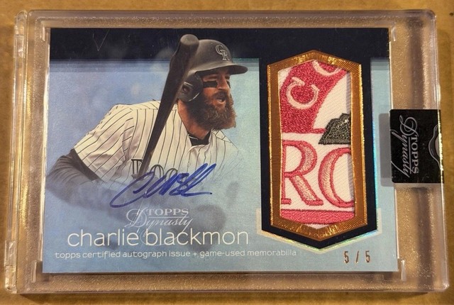 2018 Topps Dynasty Charlie Blackmon Patch Auto /5 AP-CBL7 Mother’s Day Pink Logo