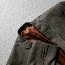 Jos. A. Bank Suit Jacket Mens 42R Brown Check 100 Wool Slim Fit 2 Button