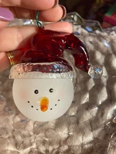 Acrylic Snowman Head Christmas Ornament 3"