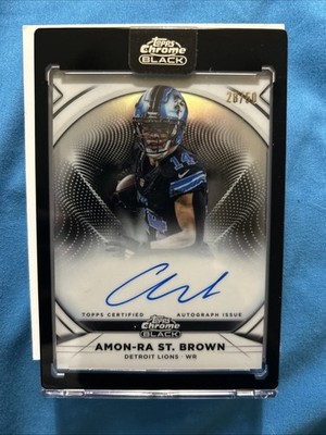 Topps 2025 Chrome Black Football Amon-Ra St. Brown Ivory Auto /50 IA-ASB Encased