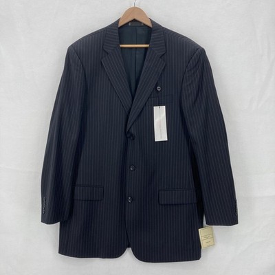 Emanuel Ungaro Blazer Mens 44L Navy Pinstripe Wool 3 Button Dual Vent Jacket NWT
