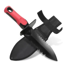 Metal Detecting Shovel with Carry Sheath Heavy Duty Double Serrated Edge Meta...