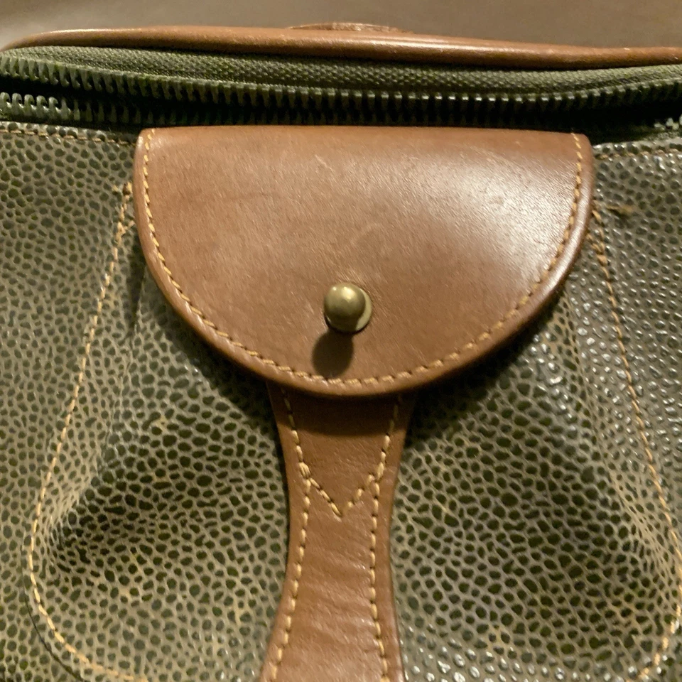 Bolsa de cinto Mark Cross vintage exército couro verde bolsa de cintura ferragem dourada envelhecida - Imagem 2 de 4