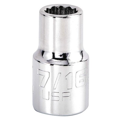 PROTO J5414N Socket, Steel, Chrome, 7/16 in 483G88