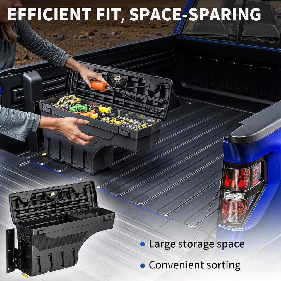 Left + Right Side For 2015-2025 Ford F150 Truck Bed Swing Storage Box Tool Box Foto 3 de 4