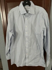 NWOT CREMIEUX Advance Generation Classic Fit Shirt Blue Size 16/34 Pima Cotton