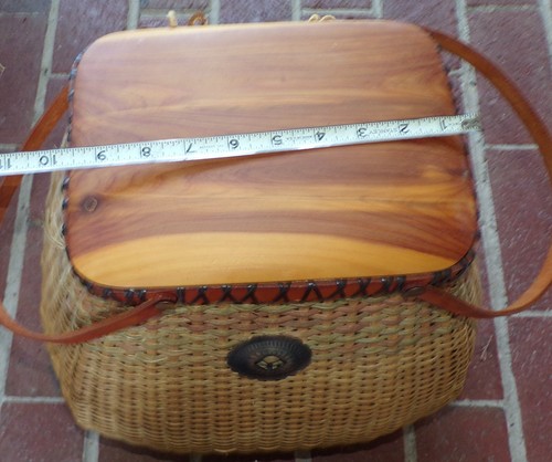 Cesta de caja grande tejida a mano hecha a mano con tapa de madera/asasas de cuero - Imagen 17 de 19