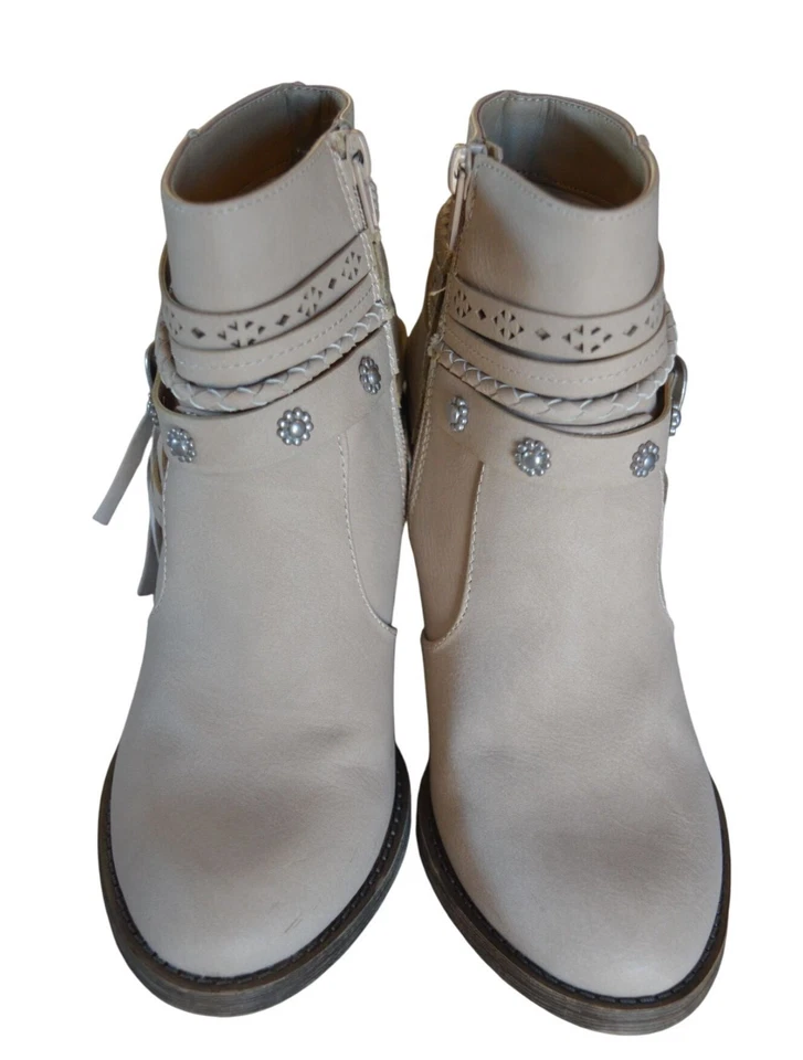 Botas Jellypop Adia Moda Feminina Tamanho 6 Natural Osso Bege Boho Fivela de Outono - Imagem 3 de 4