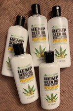 5 BTLS.HEMPHAPPY HEMP SEED OIL BODY LOTION, PINEAPPLE  HONEYDEW 12oz. Each