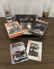Harley Davidson Playing Cards in Collector's Tin 1999 + 2 Shot Glasses
