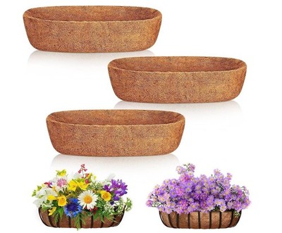 Coconut Fiber Planter Liner, 3PCS 36 Inch Natural Coco Liners for Deck Hangin...