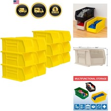 Plastic Storage Bins Stackable Organizers Garage Pantry Craft 12 Pack
