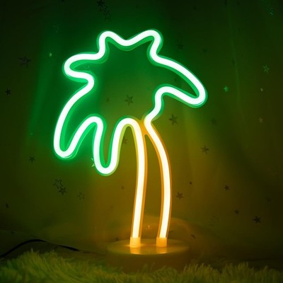 Coconut Palm tree Neon Signs LED Battery Operated USB Powered Neon Light with...