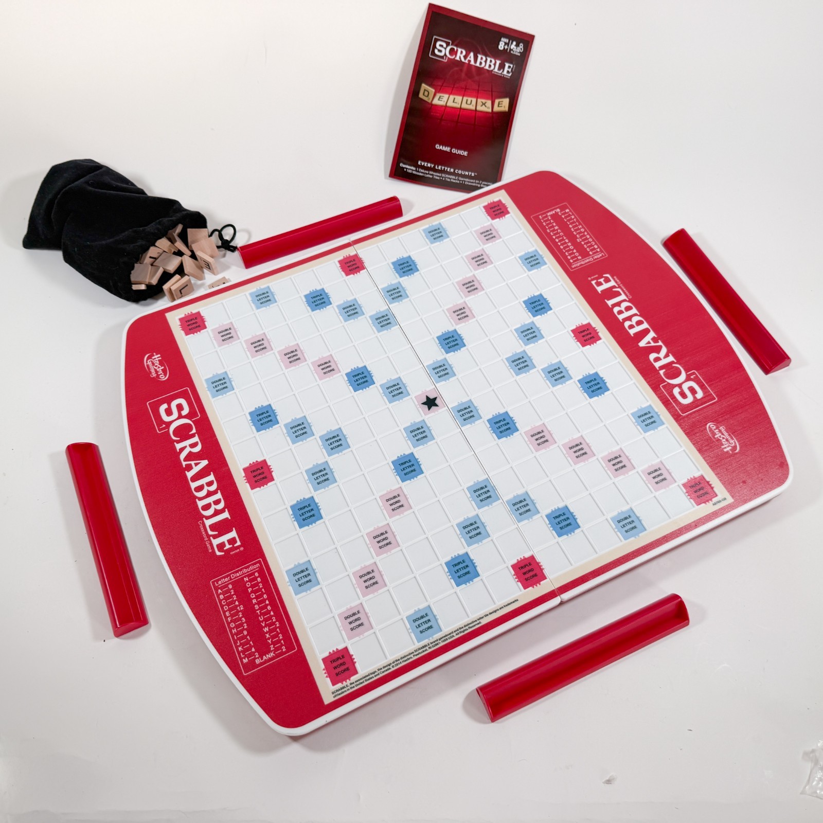 Scrabble Deluxe Edition-Rotating Game Board 2014 Carry Case Complete