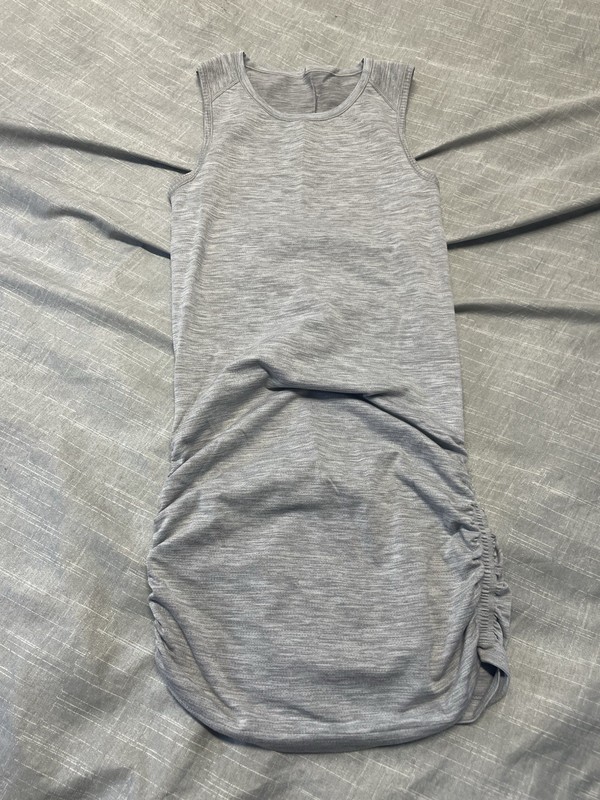 Lululemon In The Flow Bodycon Dress,  Gray, Size 4, Ruched Sides, Soft Material