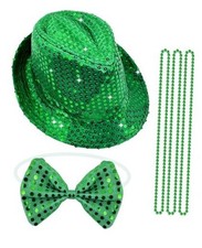 St Patrick's Day Fedora Hat Green Sequin Irish Hat for Men Women Paddy's Day