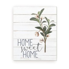 Home Sweet Home Cotton Floral Farmhouse Style Wood Wall Decor Sign