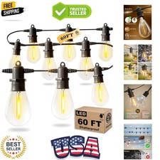 60FT LED Outdoor String Lights with 16 1 Edison Shatterproof Waterproof Bulb...